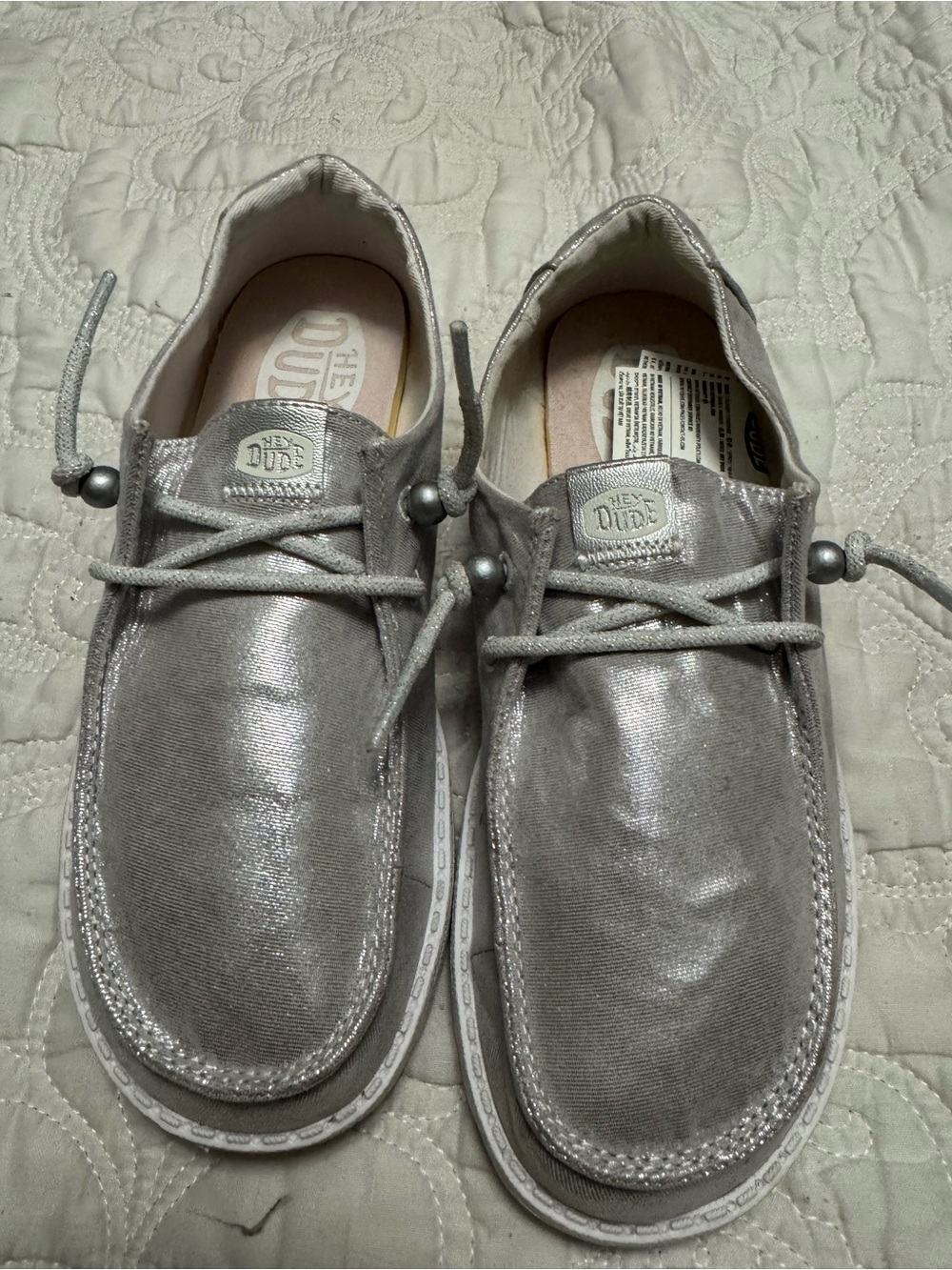 Hey Dude Women's Metallic Silver Wally Slip-Ons